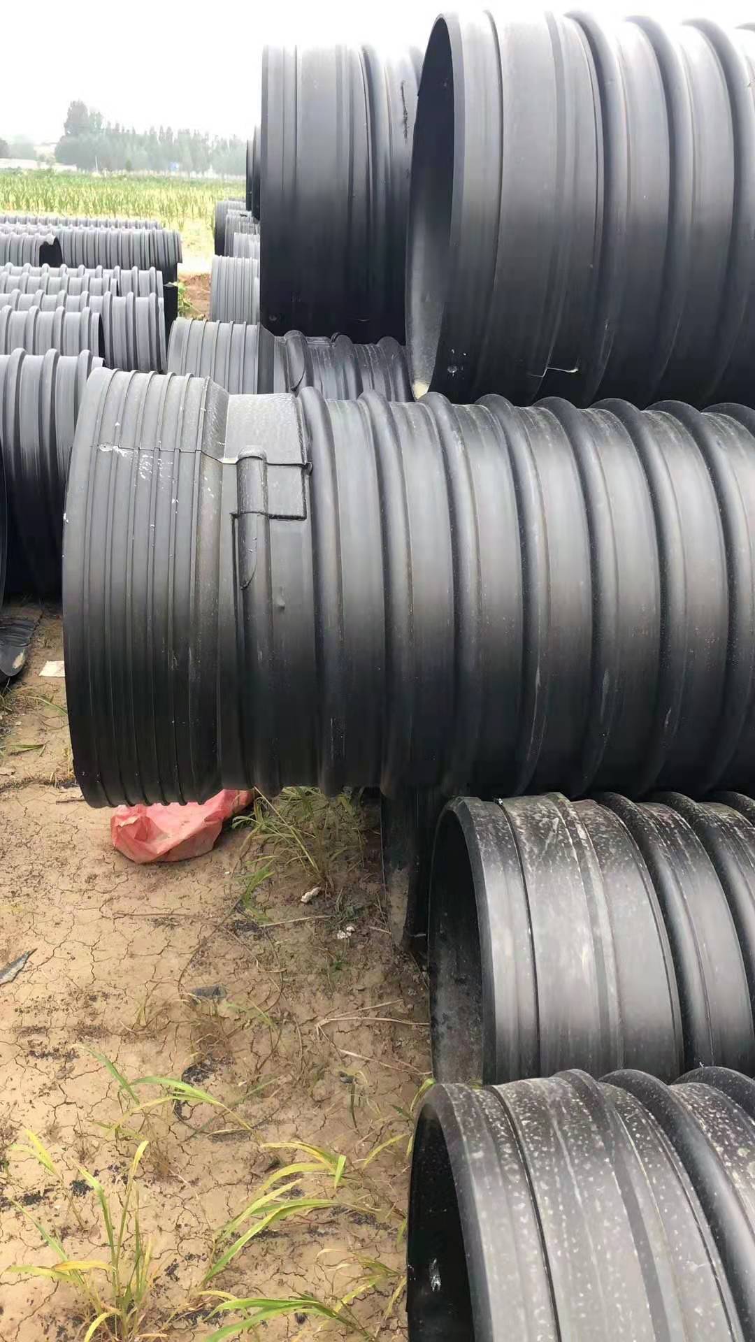 大口径hdpe双壁波纹管 dn600黑色钢带增强螺旋聚乙烯地暖排水管材