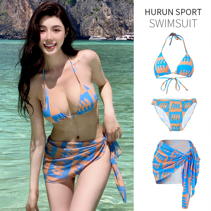 Cross-Border Hot Selling High-Profile Figure Bikini Sexy Hot Girl Split Swimsuit Women‘s Hot Spring Vacation Photography Swimsuit Three-Piece Suit