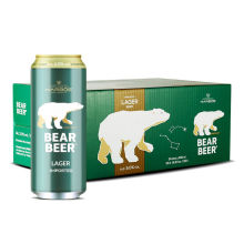 豪铂熊（BearBeer）拉格啤酒500ml*24听 整箱装清爽烈性小麦啤酒