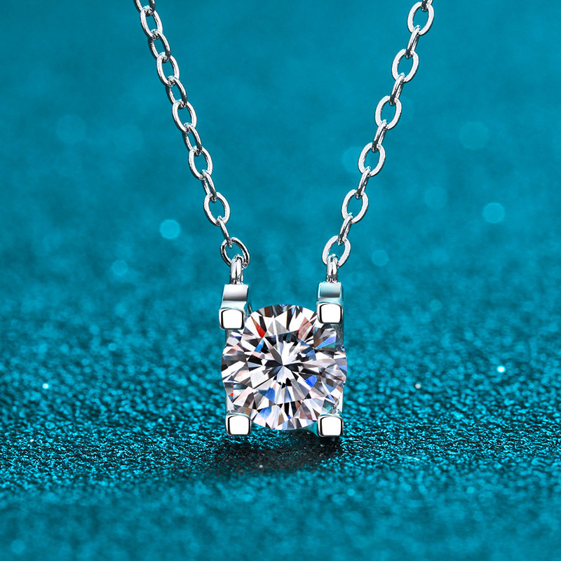 925纯银项链女 d色莫桑石经典牛头款锁骨吊坠直播同款现货批发