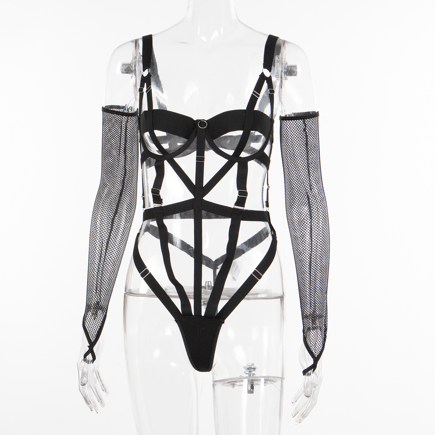 欧美爆品女装跨境货源新款复杂工艺绑带交叉接拼情趣连体衣26969