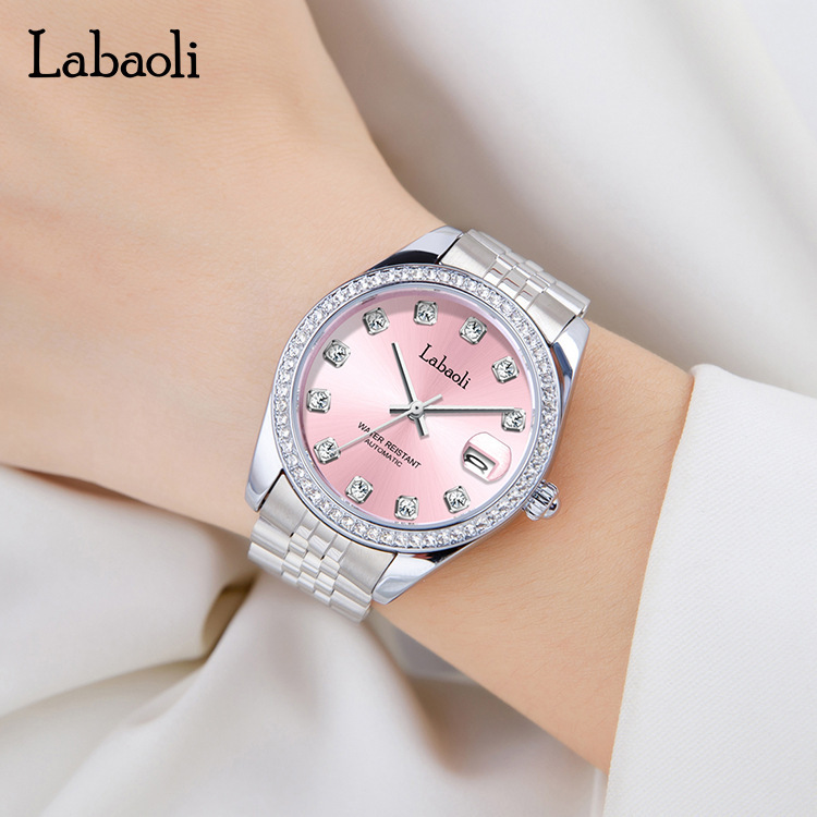 机械表拉宝丽女士钢带手表外贸女正品防水日历女表跨境automatic-阿里