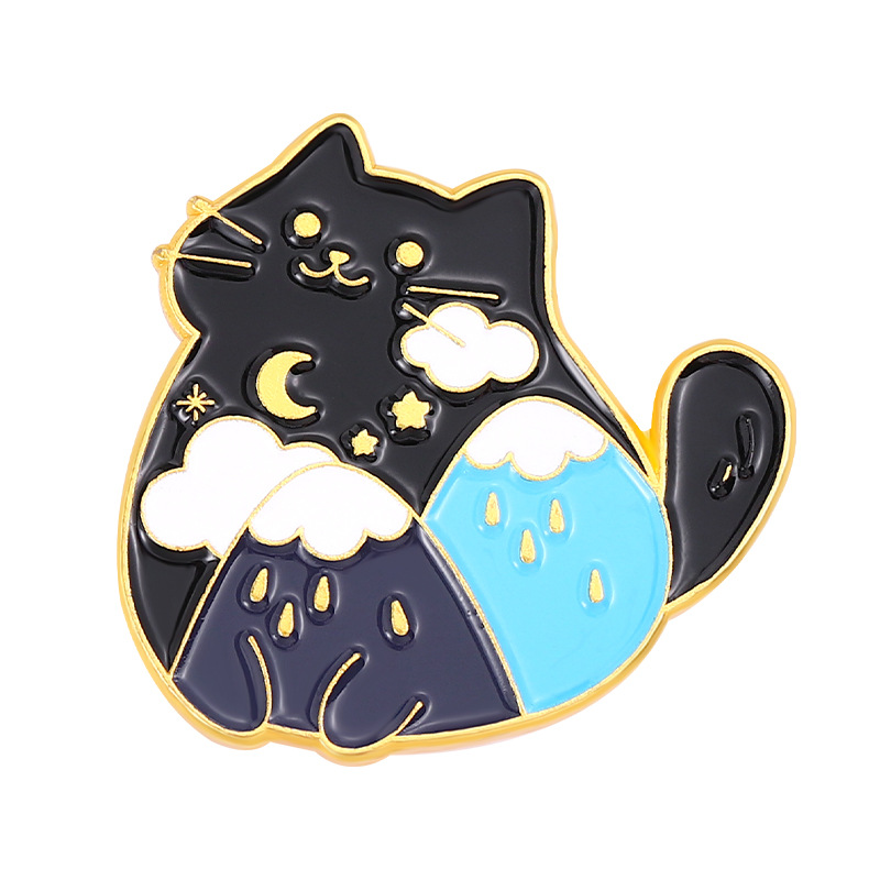 Cute Kitty Golden M Badge Clouds Cat Cat Paw Black Cat Small Brooch Collar Pin Scarf Buckle Badge Cute