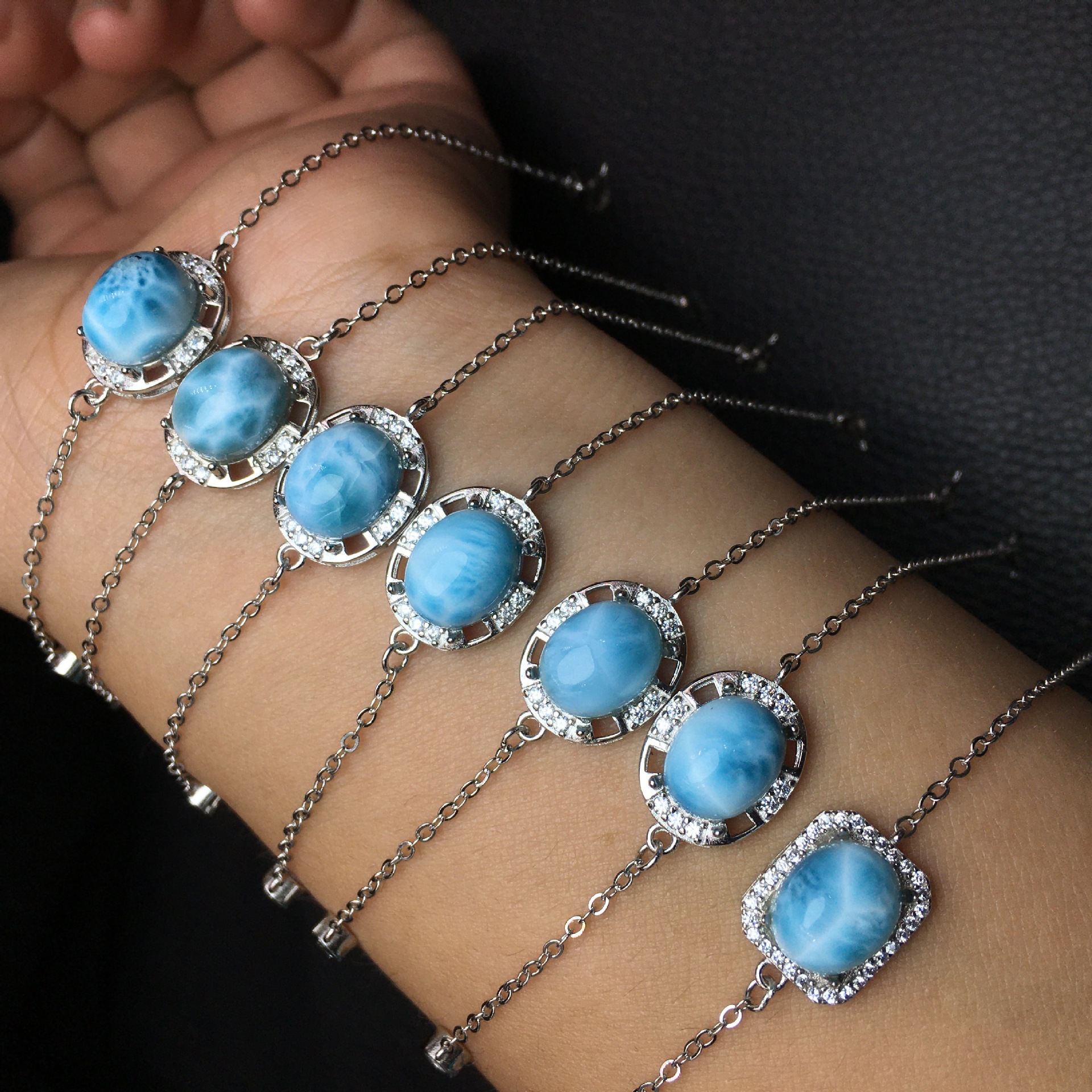 天然海纹石手链,s925银镶嵌,经典高雅气质款,可跨境批发-阿里巴巴