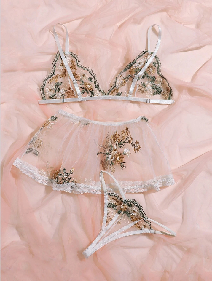 情趣内衣女性感迷人全透明分体三点蕾丝大码诱惑欧美免脱情趣内衣