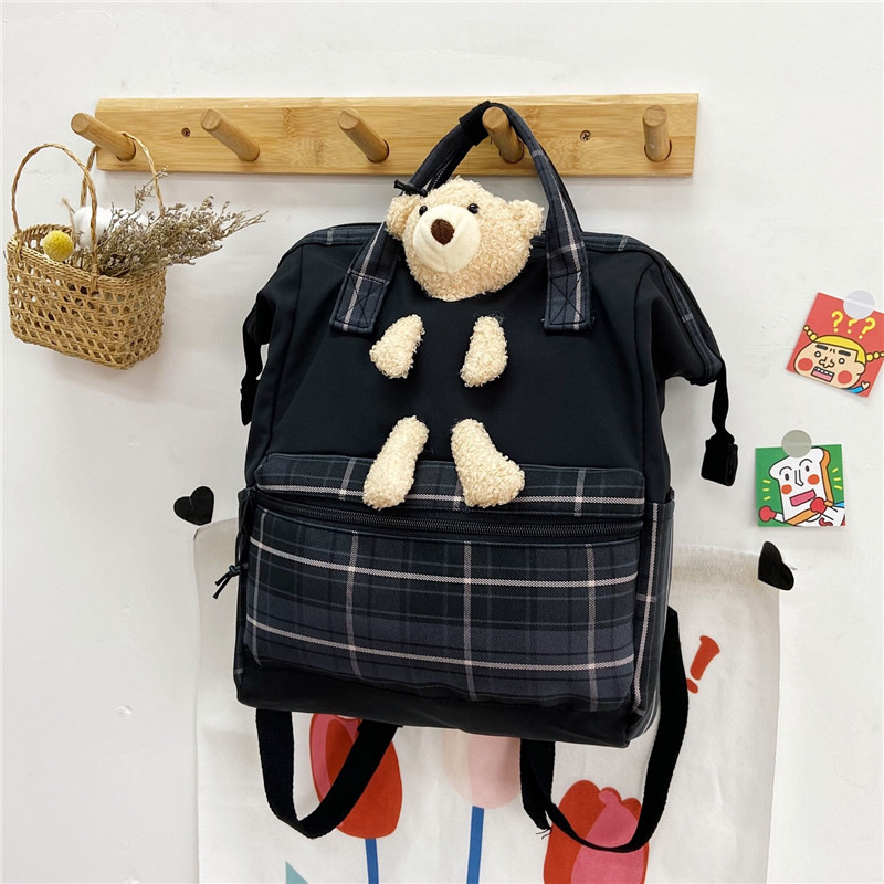 Cute Bear Backpack Female 2021 New Large Capacity Schoolbag for Primary School Students Korean Style Internet Celebrity Ins Style Junior High School Students