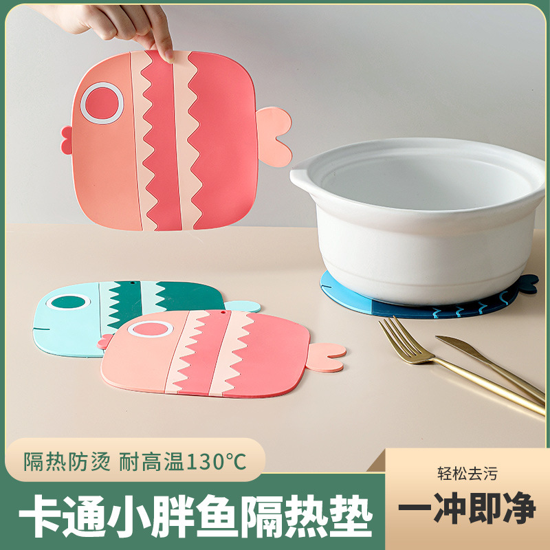 Creative Household Kitchen Thickened Cartoon Silicone Anti-Scald Dining Table Tableware Food Tray Coasters Teacup Mat Heat Proof Mat Coaster