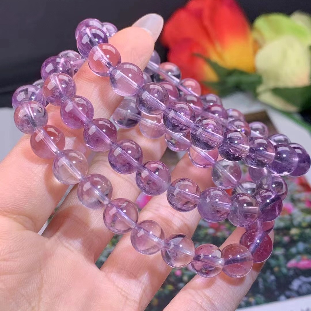 天然渐变色紫水晶圆珠手链 清新浪漫紫 diy紫水晶手饰 批发-阿里巴巴