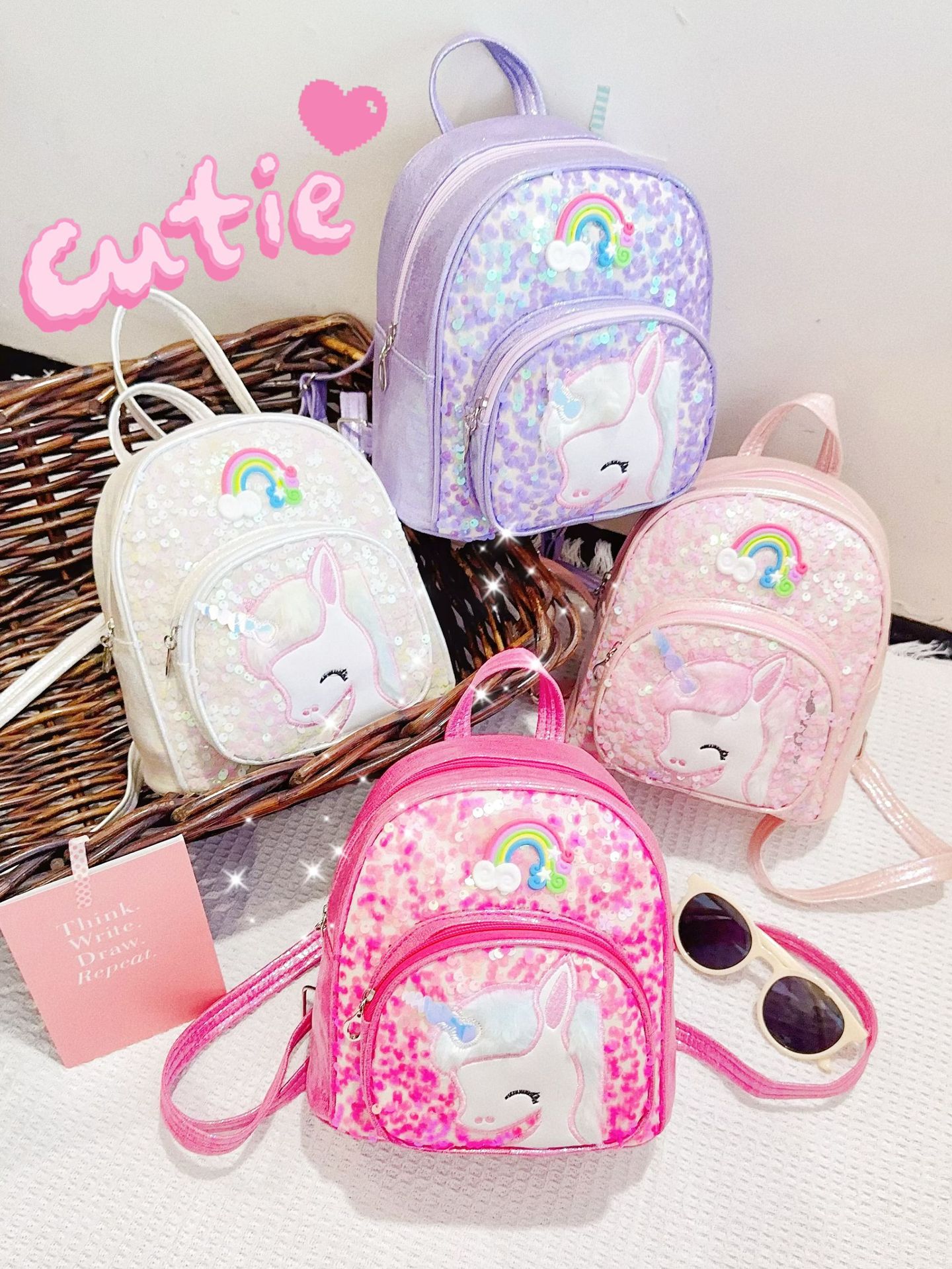 Children's Backpack 2023 New Sequined Embroidered Unicorn Backpack Kindergarten Girls Cute Cartoon Schoolbag