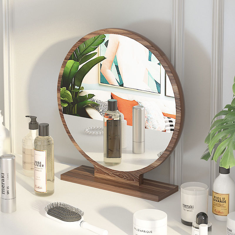 北欧梳妆镜家用简约现代化妆镜桌面大镜子宿舍台式化妆台镜子