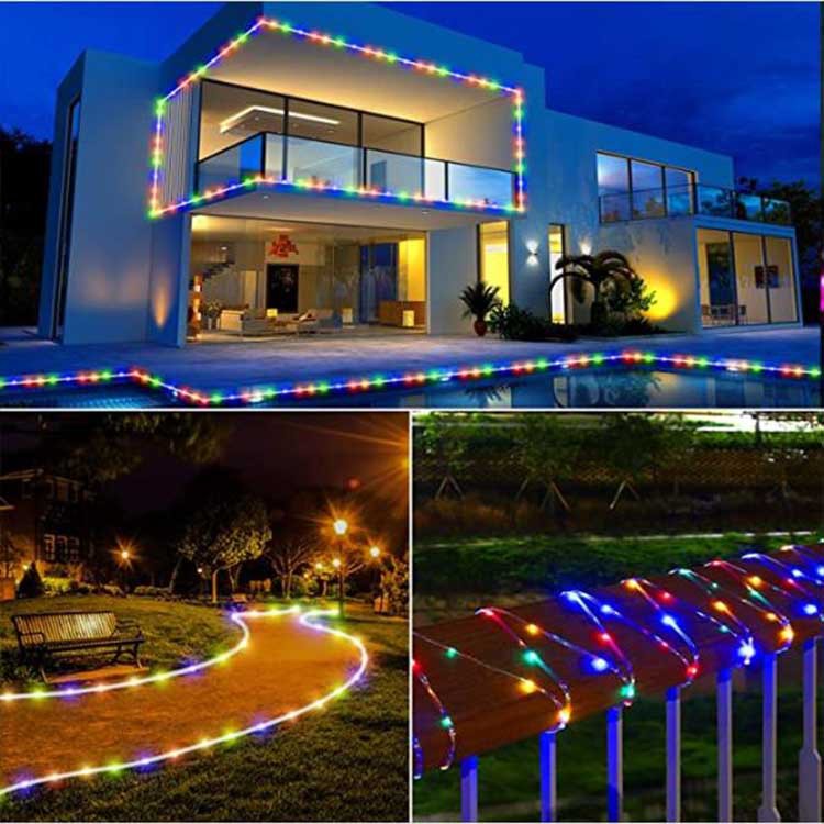 新款100200led太阳能铜线管子灯串节日户外圣诞装饰亮化灯串