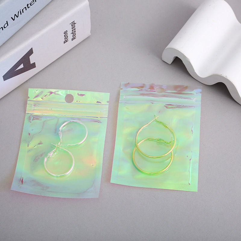 镭射自封袋美甲美睫包装PP骨袋镭射包装袋保护袋彩虹膜自封袋批发