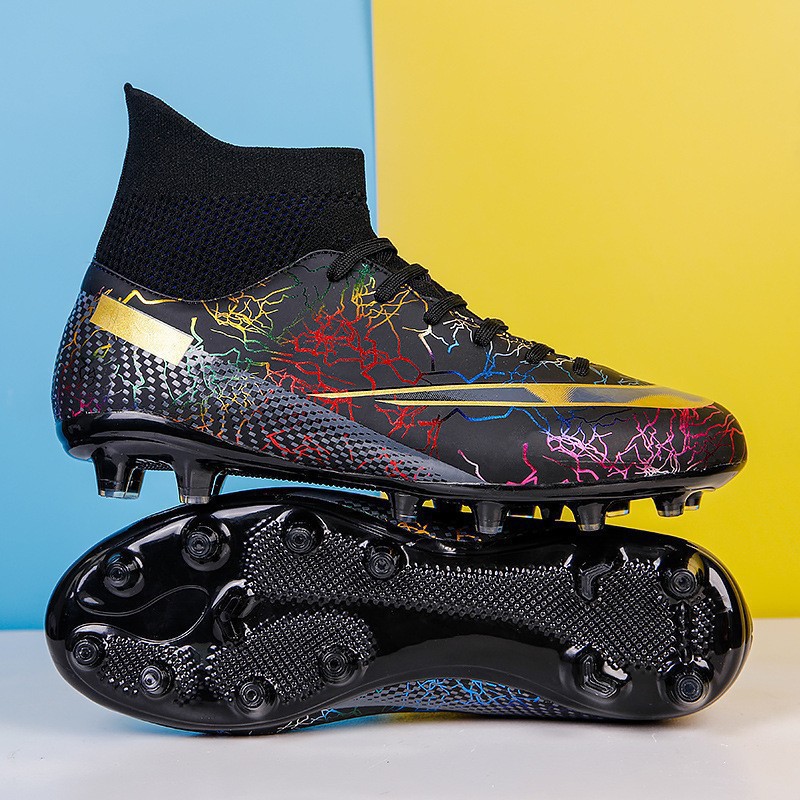 跨境高帮足球鞋ag长钉tf碎钉外贸大码48足球鞋男女学生户外足球鞋