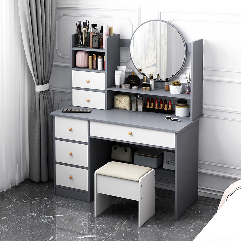 工厂直供加工定制梳妆台现代简约小户型卧室梳妆桌收纳柜一体妆台