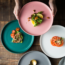 北欧牛排餐盘陶瓷西餐盘平盘家用白色盘子创意ins网红沙拉盘欧式