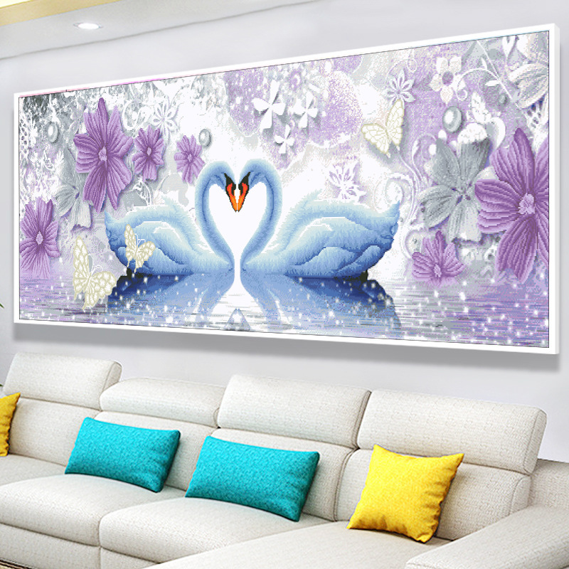 天鹅湖十字绣2021新款线绣新婚结婚客厅卧室大气手工绣刺绣自己绣