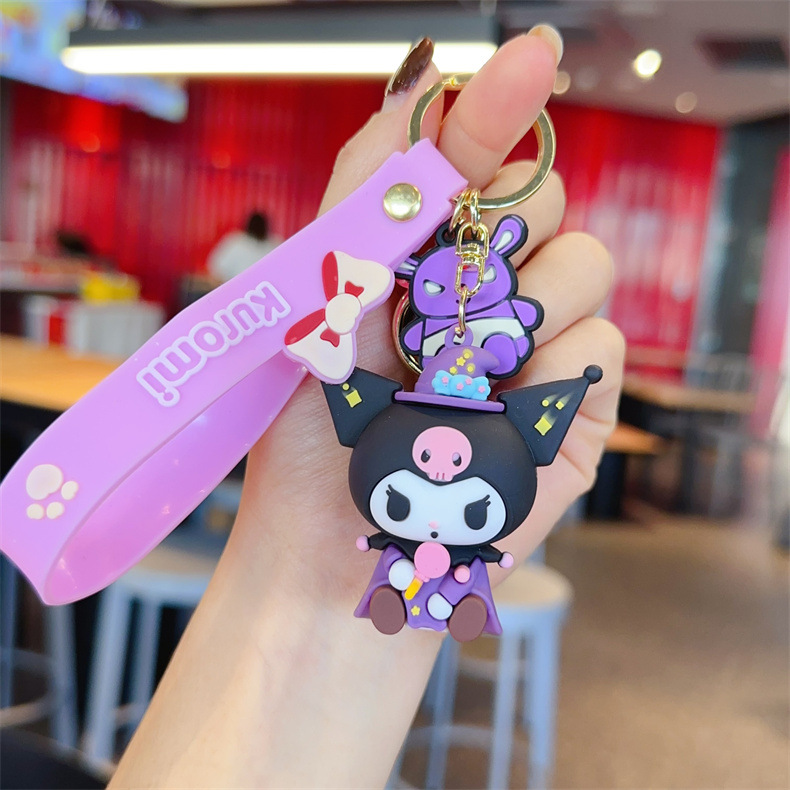 Sanrio Clow M Keychain Automobile Hanging Ornament Cute Girl Gift Couple Bags Key Ring Pendants Wholesale