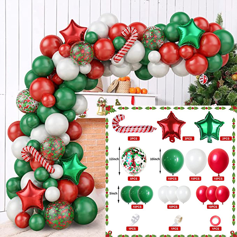 Cross-Border Christmas Rubber Balloons Arch Garland Party Decoration Supplies Christmas Decorations Arrangement Balloon Set