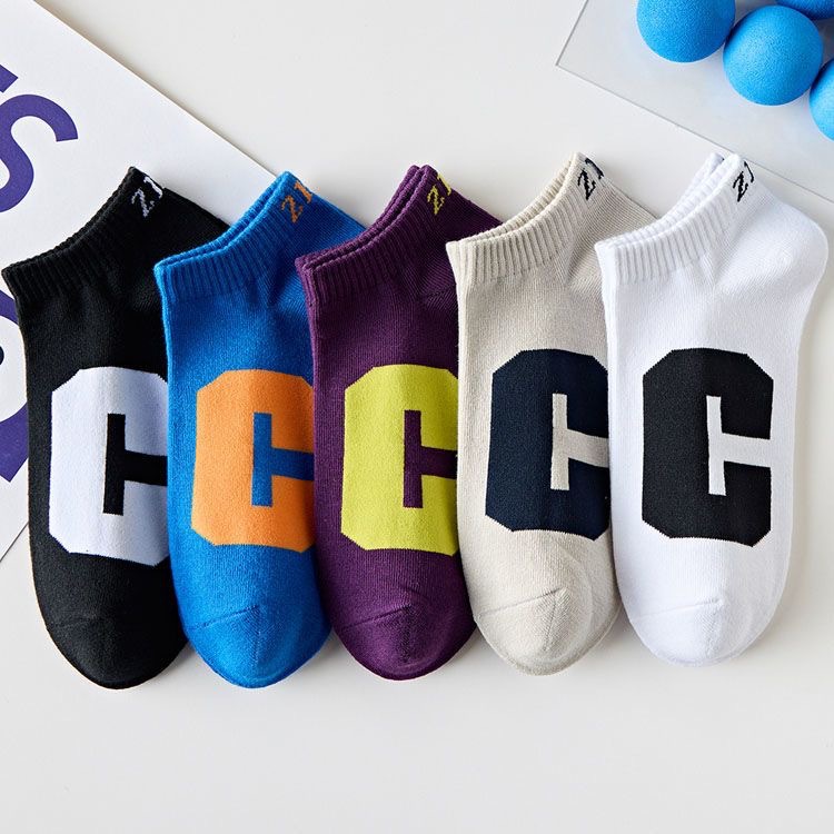 All-Match Black and Gray Zhuji Wholesale Pure Cotton Socks Man's Sports Socks Student Socks Summer Socks White Low Cut Socks