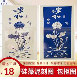 背景墙硅藻泥刻图免转移膜包抠图包覆膜不干胶刻画刻花阴阳模板