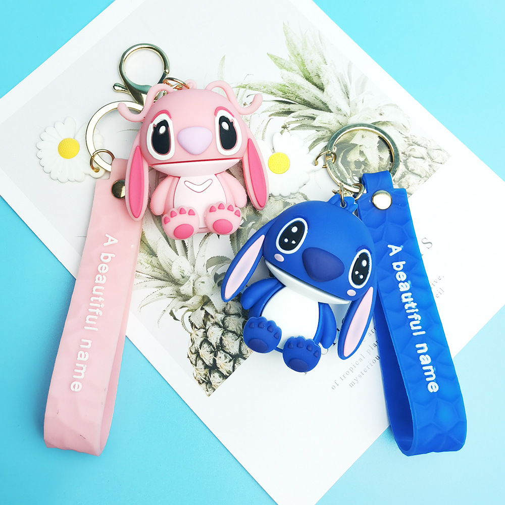 Cute Car Key Ornament Wholesale Spot Couple Bags Doll Pendant Cartoon Anime Stitch Keychain