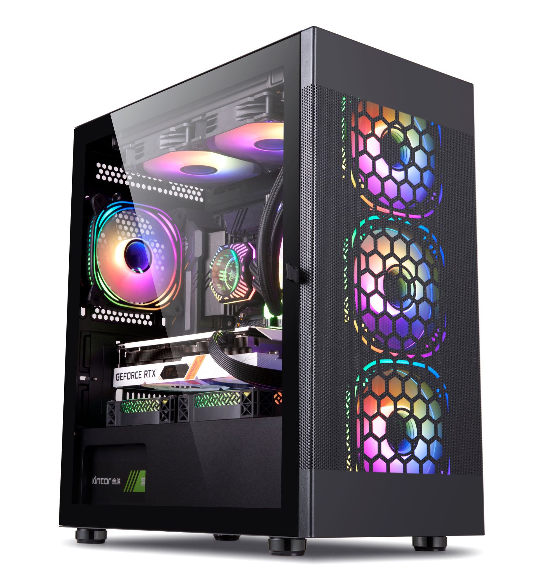 跨境 台式机pc电脑主机壳 钢化玻璃全景侧透水冷电竞游戏机箱