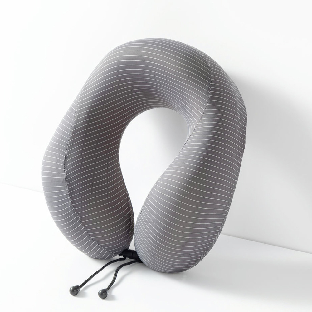 Summer Stripes U-Shaped Neck Pillow Removable and Washable Slow Rebound Memory Foam Business Portable Storage Office Siesta Pillow