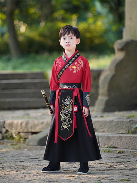 儿童汉服古风男孩古装侠客风男孩唐装幼儿园帅气武侠服春季演出服