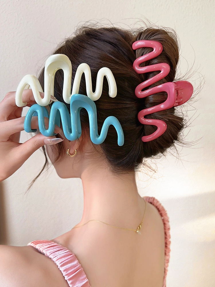 cream color wave grip hair claw updo hair clip shark clip hair accessories