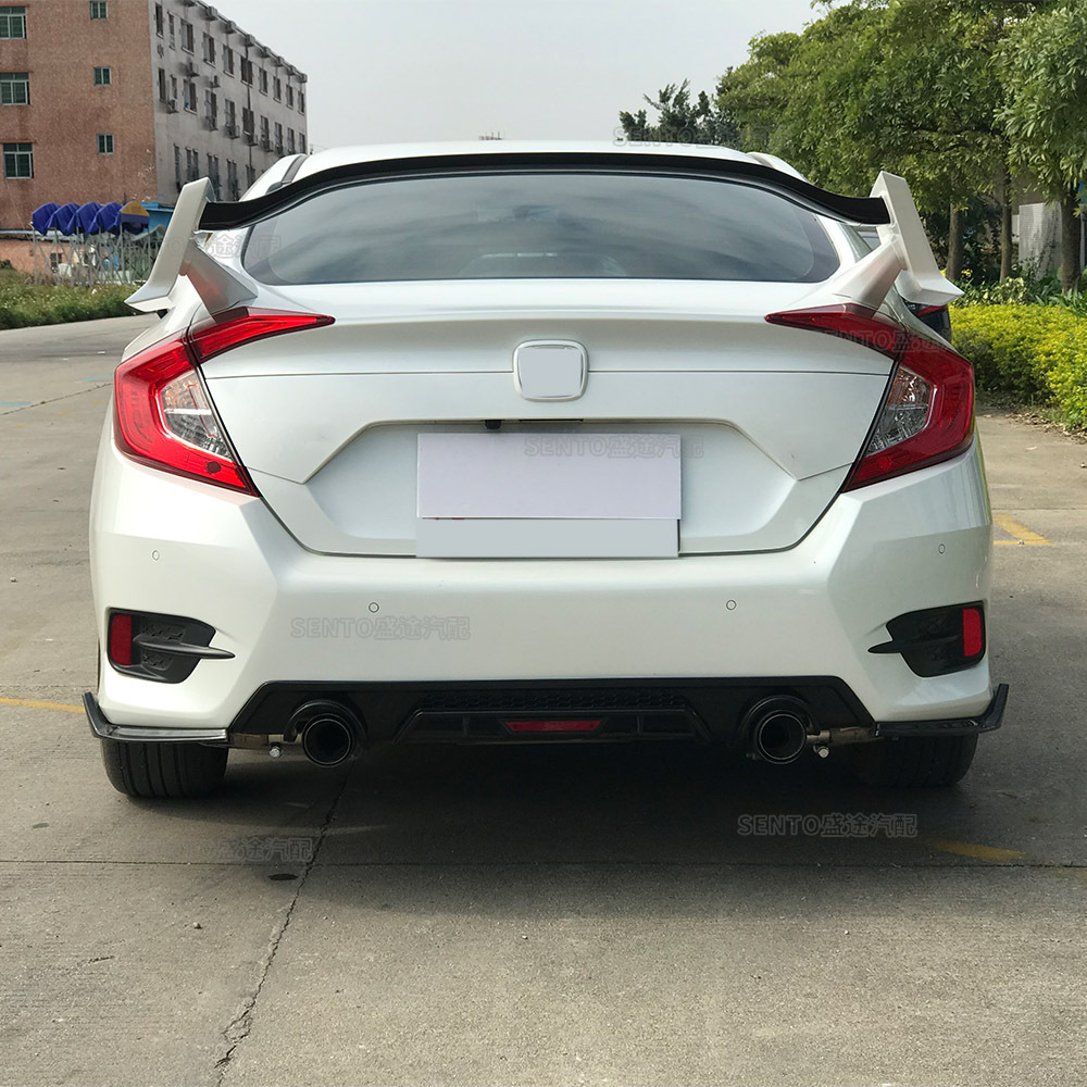 适用2016-2020本田十代思域改装定风翼typer款跑车尾翼免打孔装饰