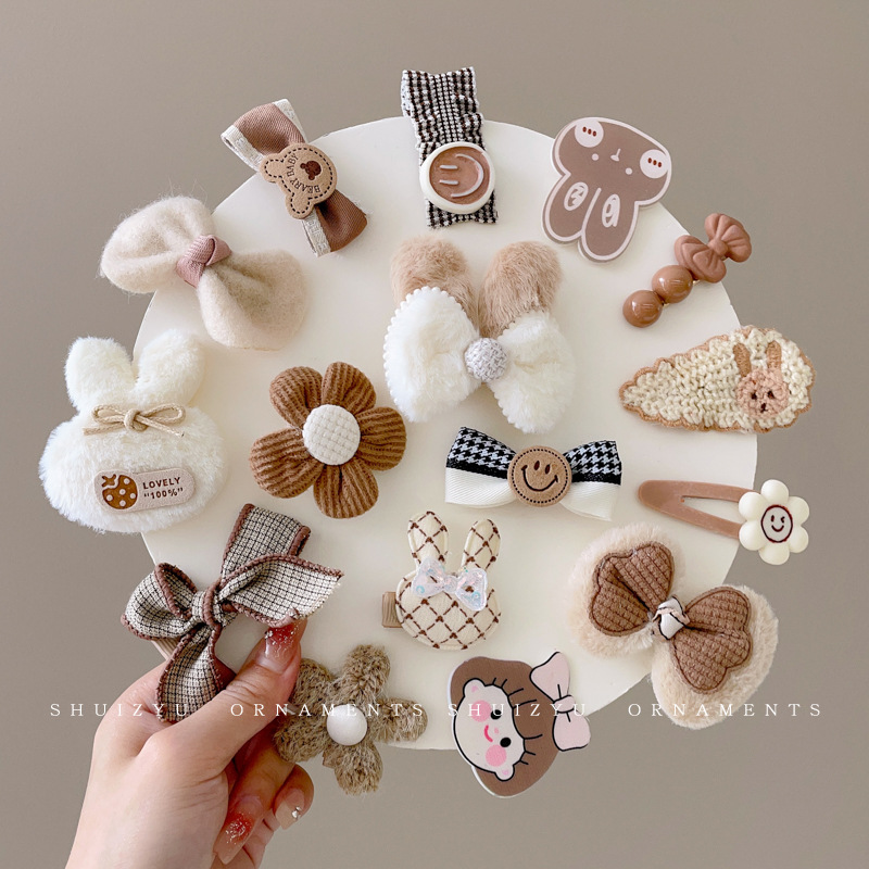 可爱毛毛发夹女儿童毛绒发卡女童前额侧边碎发刘海夹毛绒夹子头饰