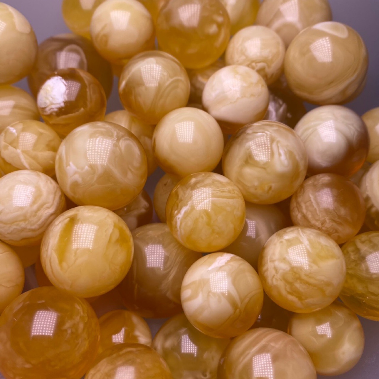 纯天然蜜蜡 俄料白花蜡 圆珠 蜡质浓郁 纹理清晰 尺寸18-29