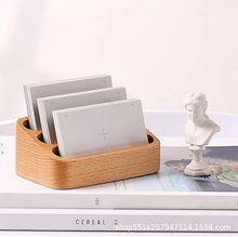 木质名片夹书桌3格木制名片夹 适用于办公室和家庭书桌木质工艺品
