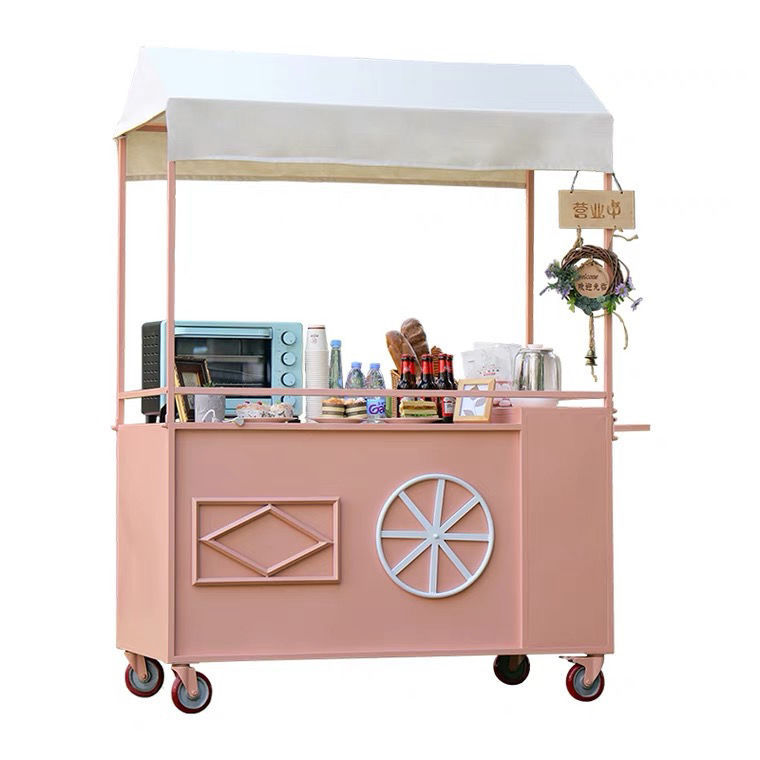 美食摆摊小推车移动超市展示台户外活动夜市售货车小吃手推车