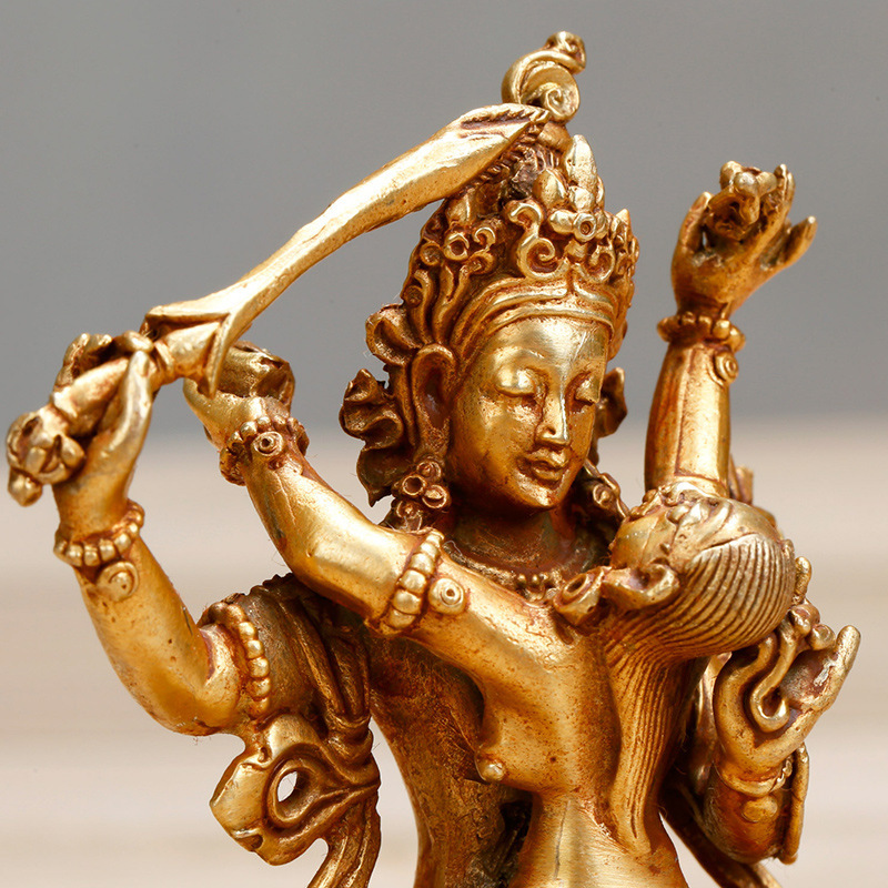 尼泊尔文殊双生菩萨铜手工佛像藏传佛用品居家室内铜佛像-阿里巴巴