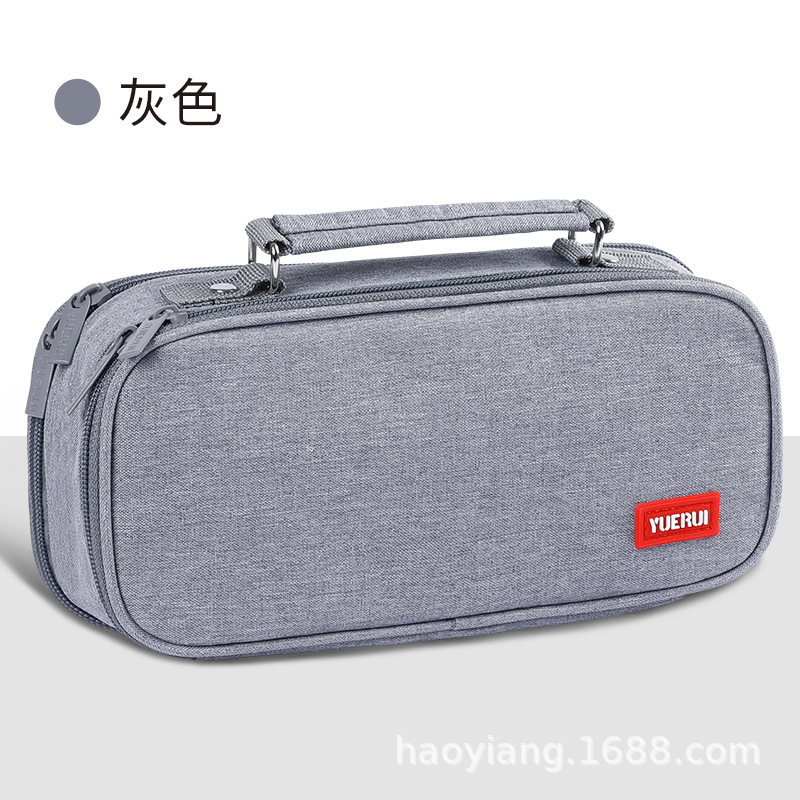 Student Korean Style Large Capacity Pen Case Stationery Case Oxford Cloth Multi-Layer Pencil Box Double Zipper Pencil Case Creative Wholesale