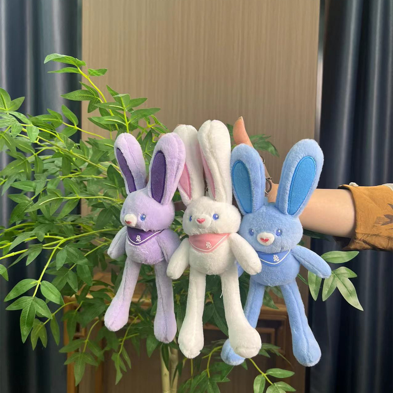 抽拉兔抖音同款毛绒玩具网红拉耳朵兔子钥匙扣小挂件饰品玩偶礼物