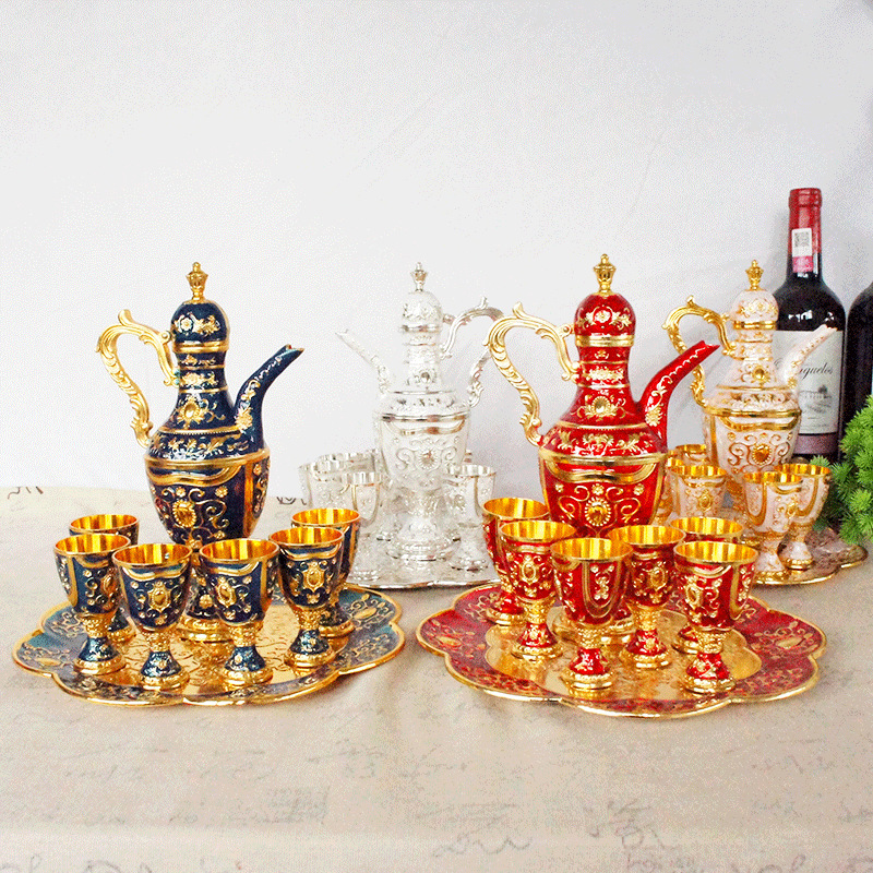 Wine Pot Wine Set Set Creative Export Middle East Gold-Plated European-Style Electroplating Turkish High Leg European Wine Set Small Size