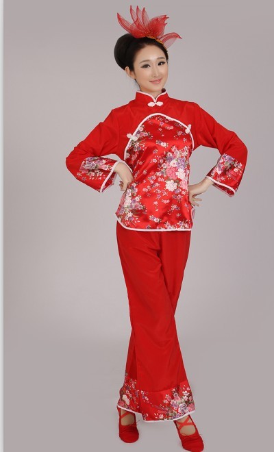 秧歌舞服装新款夏季扇子舞腰鼓舞民族舞蹈中老年广场舞表演服女装