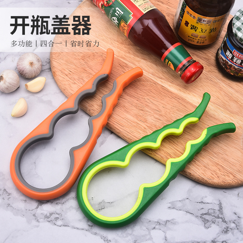 Factory in Stock Two-Color Multifunctional Four-in-One Bottle Opener Plastic Non-Slip Labor-Saving Can Openers Bottle Cap Opener