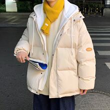 情侣面包服男士装冬季外套假两件连帽棉衣潮流新款棉加厚棉服港风