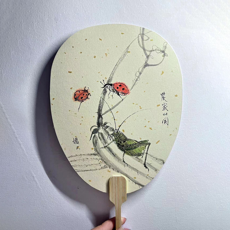 胡媛媛亲笔名画工艺扇子扇面画工笔画 锦绣吉祥图手工挂画