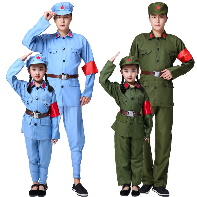 小红军衣服红卫兵服装闪闪红星十里送儿童红军演出服