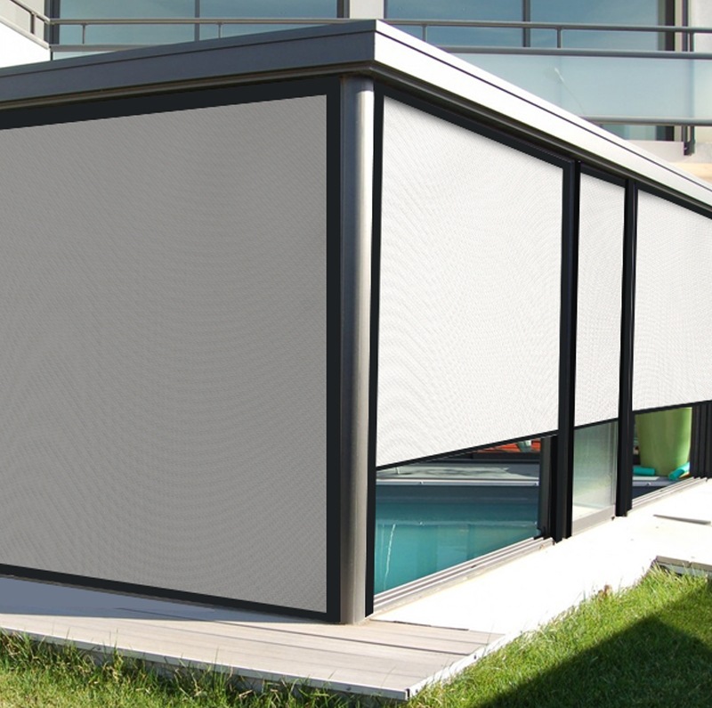 户外防风卷帘遮阳遮光帘酒店别墅阳台防雨阳光房智能电动窗帘
