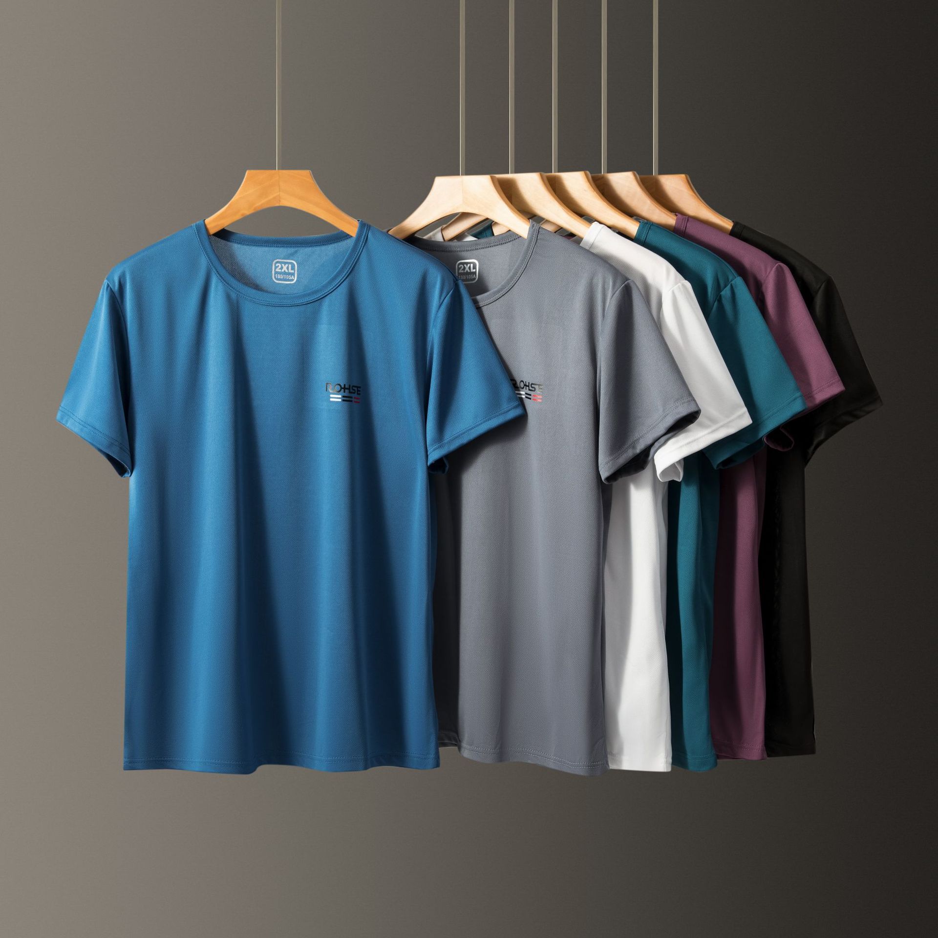 Foreign Trade Men's Men's Ice Silk Mesh Quick Drying Clothes Short Sleeve Sports T-shirts round Neck Large Size Young and Middle-Aged