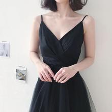 衣优雅夏季款女韩版黑色长裙新款小黑裙夏沙滩裙纱仙吊带连衣裙