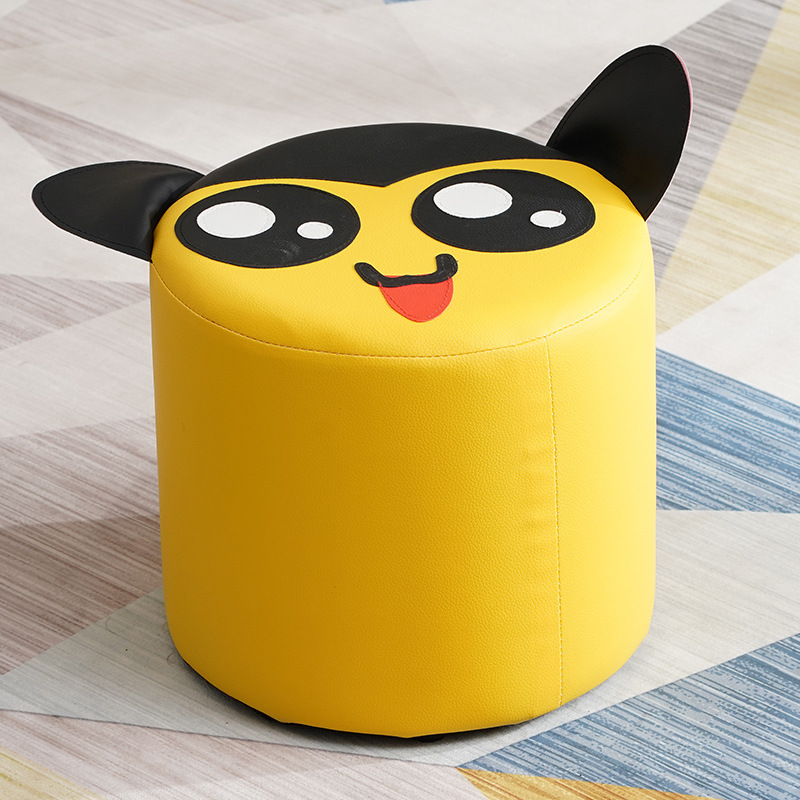 成人小皮凳子卡通皮墩实木沙发凳换鞋凳皮墩子圆凳矮敦茶几登