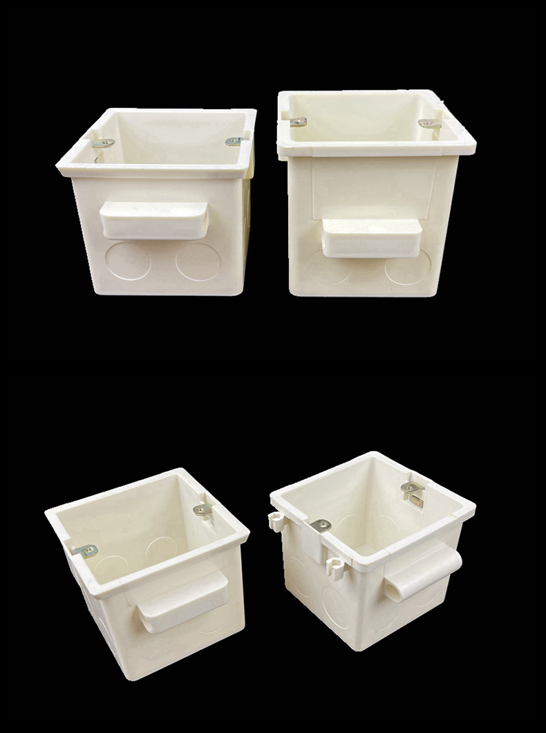 pvc穿筋盒 86型拼装中穿穿筋底盒60708090110120塑料预埋接线暗盒