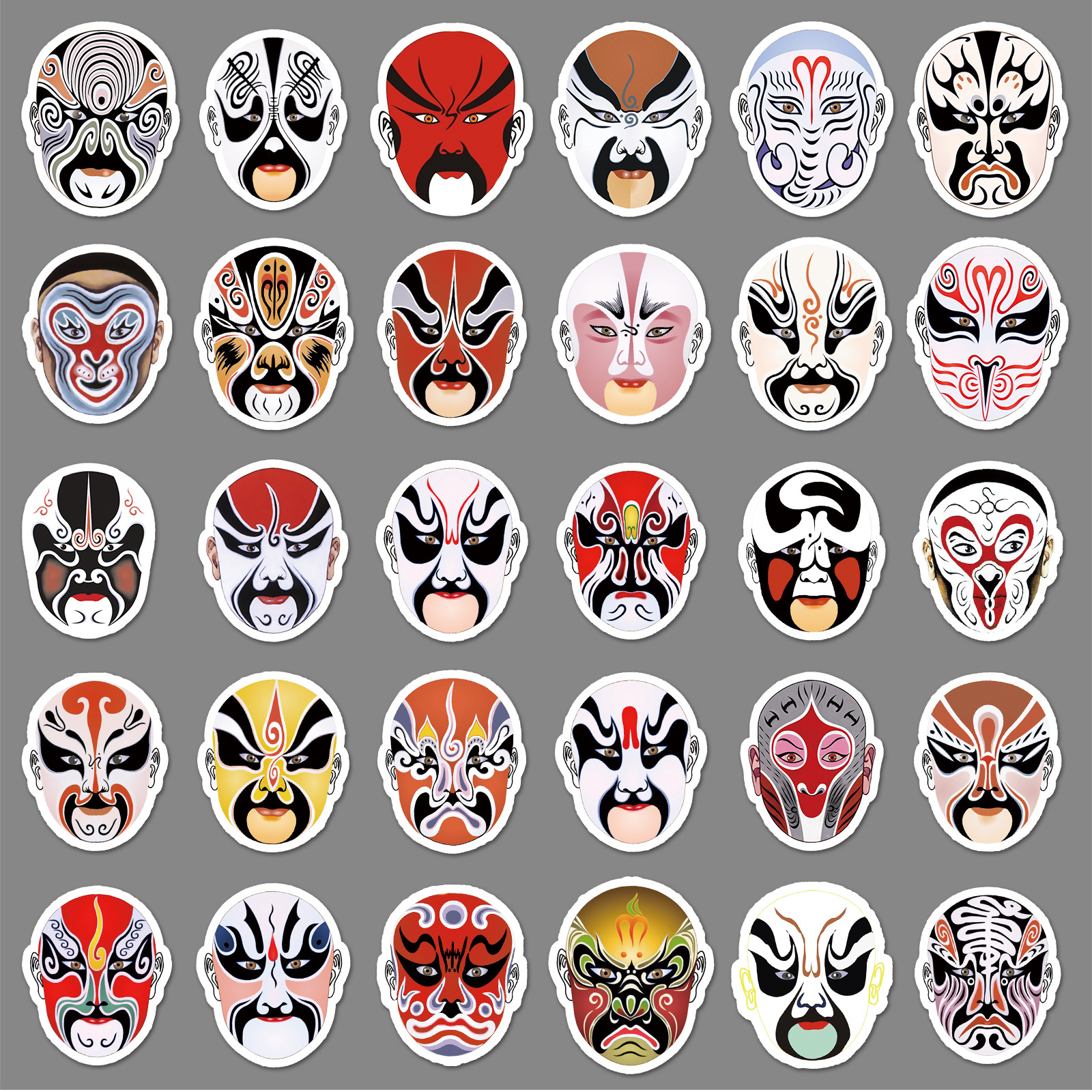 60张京剧花旦脸谱涂鸦个性中国风旅行箱行李箱防水汽车手机壳贴纸