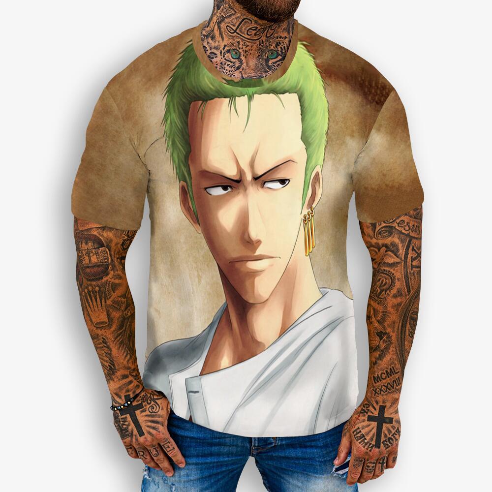 跨境热销 海贼王索隆印花3dt恤男女成人t恤3d t恤儿童 短袖上衣